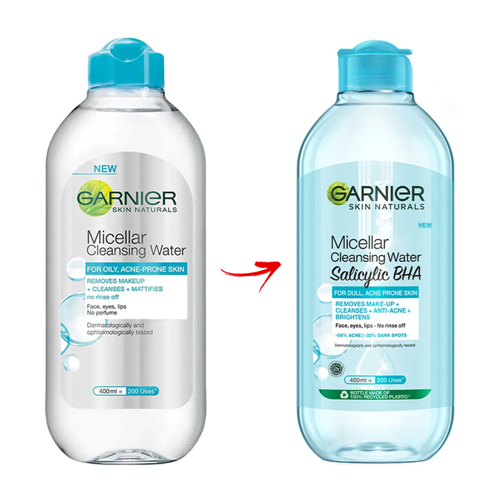 Nước tẩy trang cho da dầu và mụn Garnier Skin Naturals Micellar Cleansing Water (Chai 400ml)