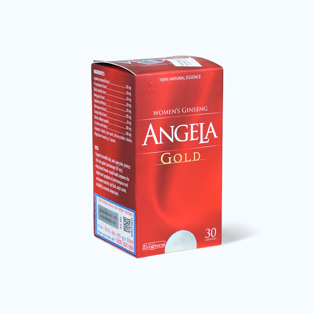 Viên uống sâm ANGELA GOLD Ecogreen hỗ trợ  tăng cường sinh lý nữ  & đẹp da (Hộp 30 viên)