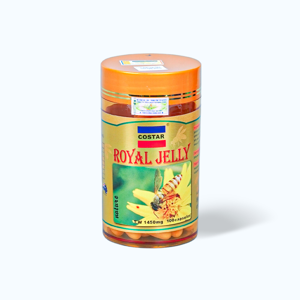 Viên uống Sữa ong chúa Costar Royal Jelly Soft Gel Capsules giúp nâng cao sức đề kháng, làm đẹp da chai (Lọ 100 viên)