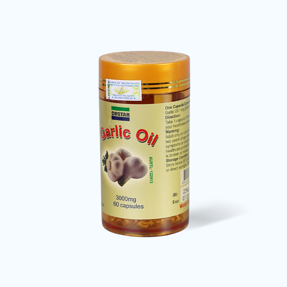 Viên uống Costar Garlic Oil tinh dầu tỏi hỗ trợ tăng cường đề kháng (Lọ 60 viên)
