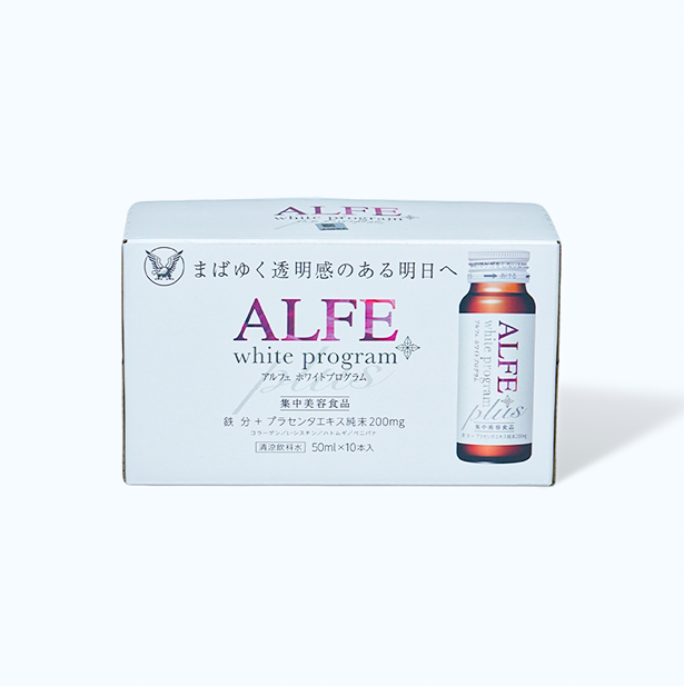 Nước uống bổ sung collagen Alfe White Program hỗ trợ giảm nám và sạm da (Hộp 10 chai x 50ml)