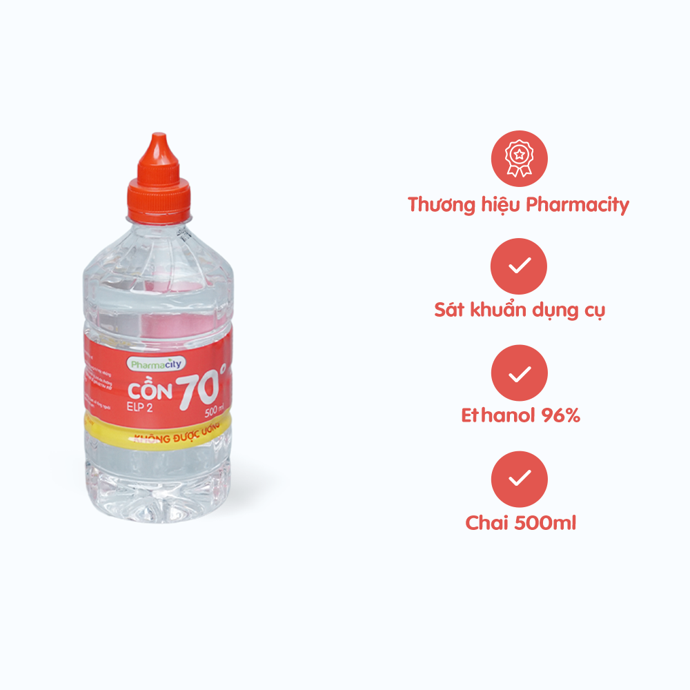 Cồn 70 độ Pharmacity (500ml) New