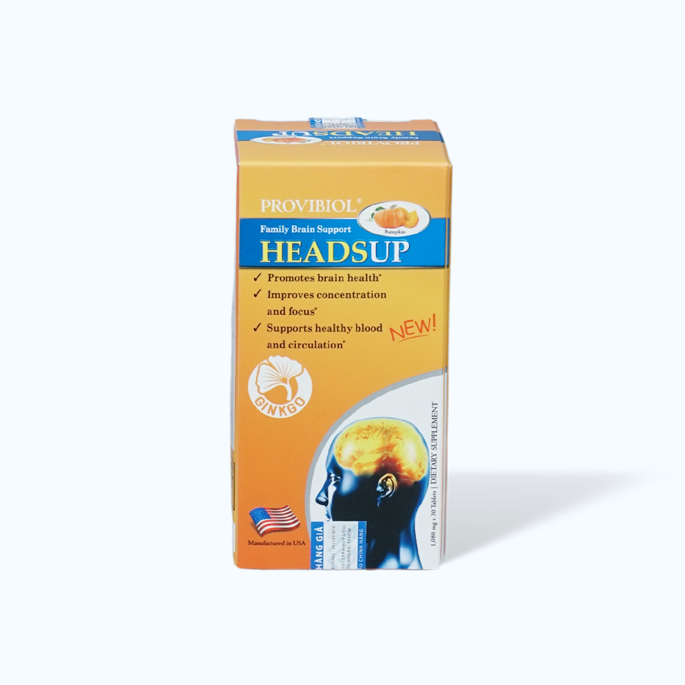 Viên uống Provibiol Headsup hỗ trợ bổ não , tăng cường tuần hoàn máu não (Hộp 30 viên)