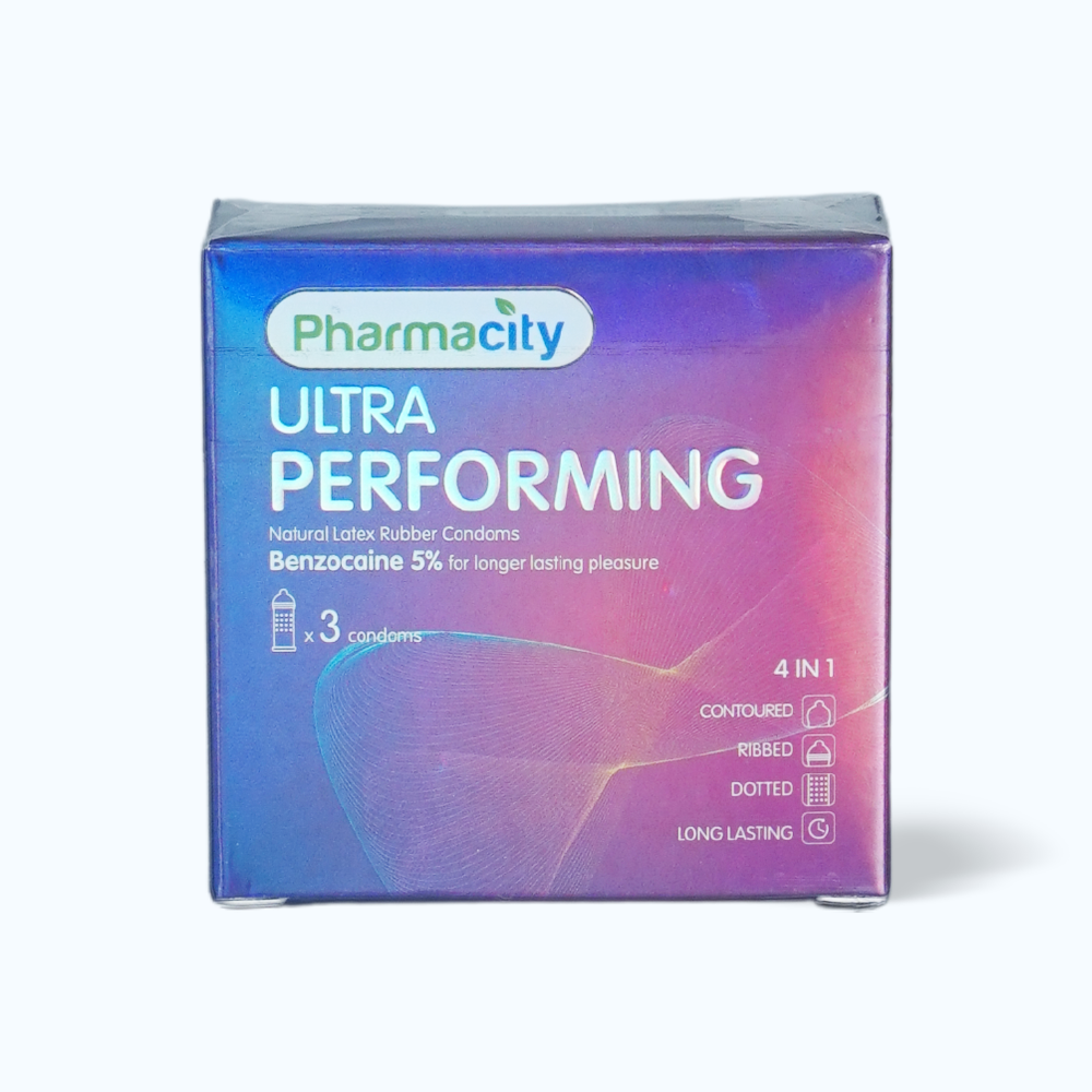 Bao cao su Pharmacity Ultra Performing N có gai, vừa vặn ôm sát (Hộp 3 cái)