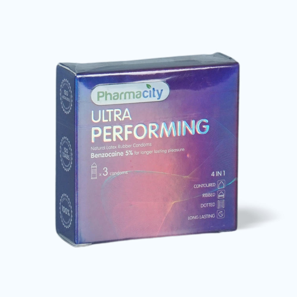 Bao cao su Pharmacity Ultra Performing N có gai, vừa vặn ôm sát (Hộp 3 cái)