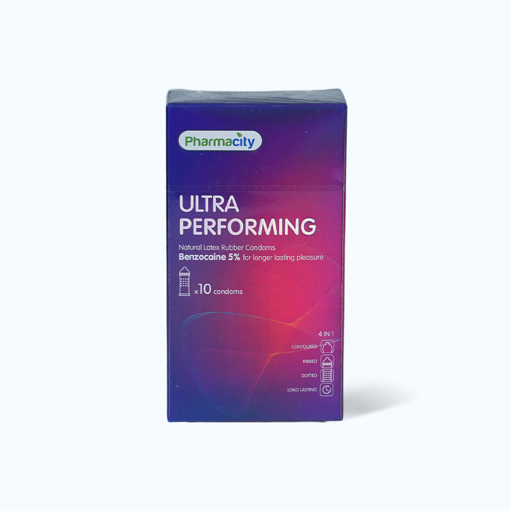 Bao cao su có gai kéo dài thời gian yêu Pharmacity Ultra Performing N (Hộp 10 cái)