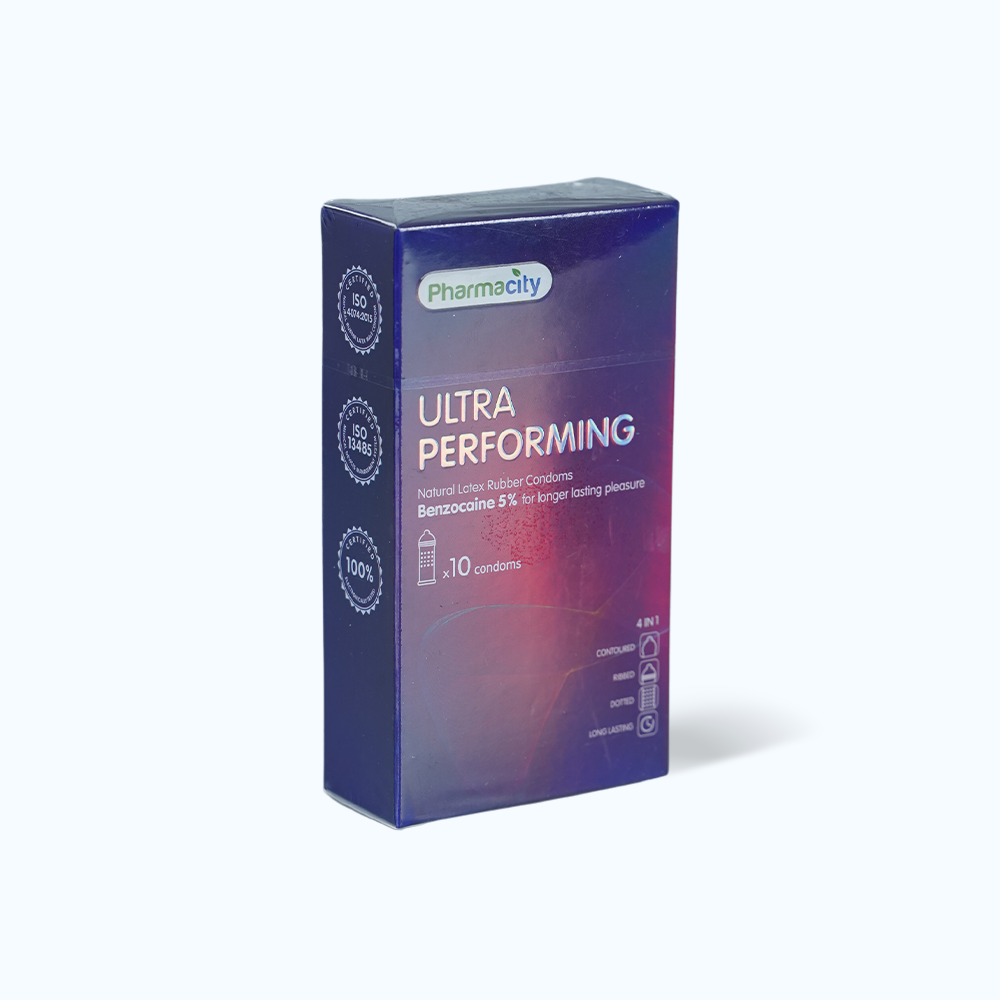 Bao cao su có gai kéo dài thời gian yêu Pharmacity Ultra Performing N (Hộp 10 cái)