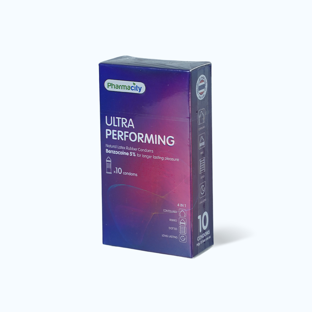 Bao cao su có gai kéo dài thời gian yêu Pharmacity Ultra Performing N (Hộp 10 cái)