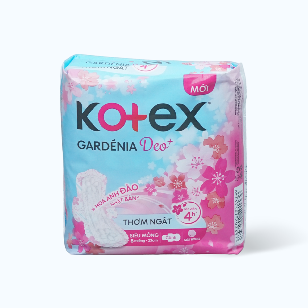 Băng vệ sinh ban ngày siêu mỏng cánh Kotex Gardenia Deo+ 23cm (8 miếng)