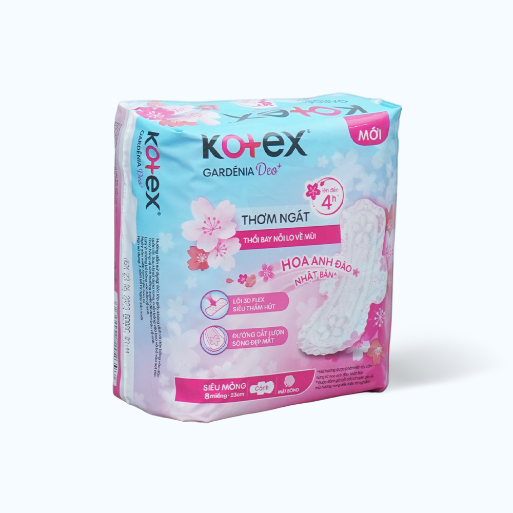 Băng vệ sinh ban ngày siêu mỏng cánh Kotex Gardenia Deo+ 23cm (8 miếng)