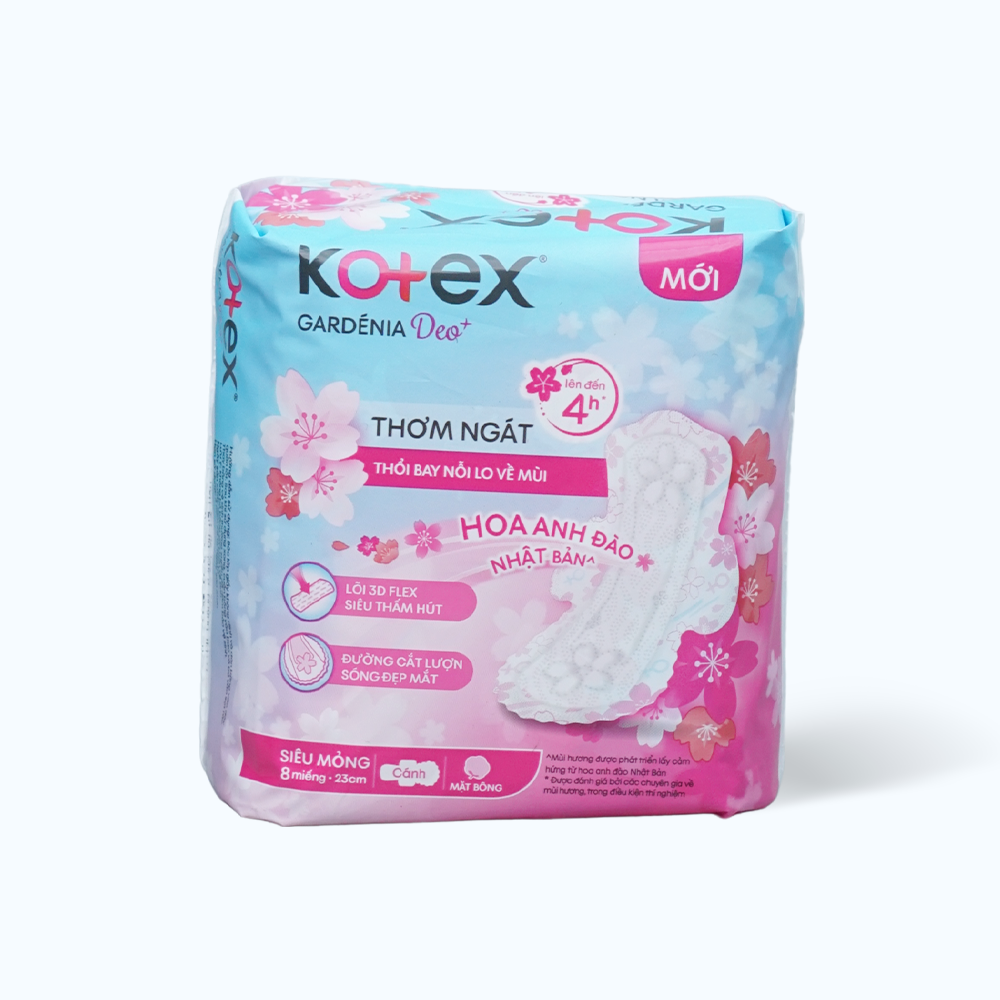 Băng vệ sinh ban ngày siêu mỏng cánh Kotex Gardenia Deo+ 23cm (8 miếng)