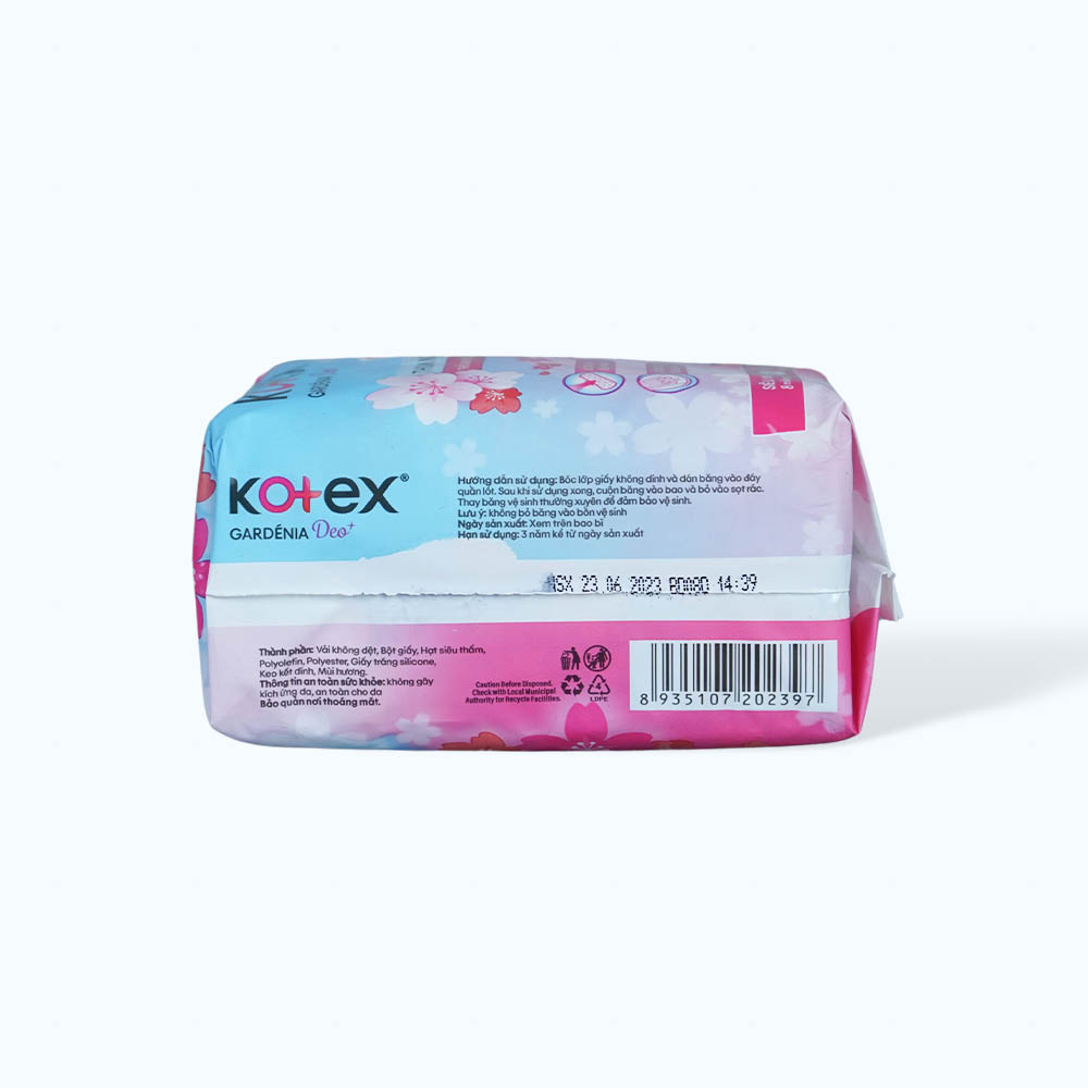 Băng vệ sinh ban ngày siêu mỏng không cánh Kotex Gardenia Deo+ 23cm (8 miếng)