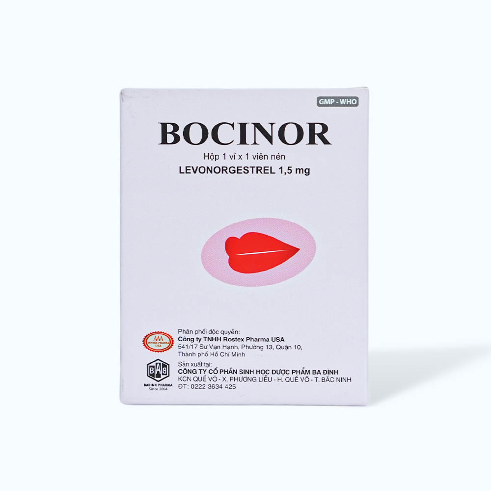 Viên nén BOCINOR 1.5MG thuốc tránh thai khẩn cấp trong vòng 72 giờ (1 vỉ X 1 viên)