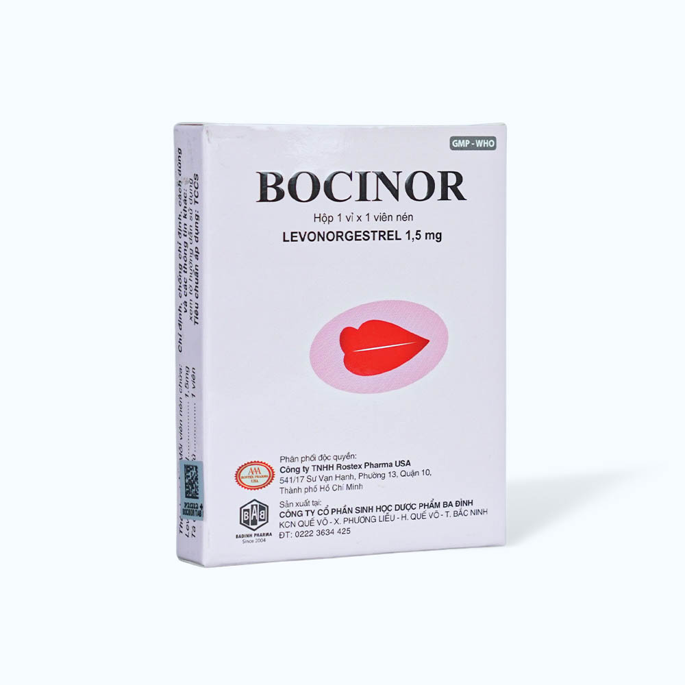 Viên nén BOCINOR 1.5MG thuốc tránh thai khẩn cấp trong vòng 72 giờ (1 vỉ X 1 viên)