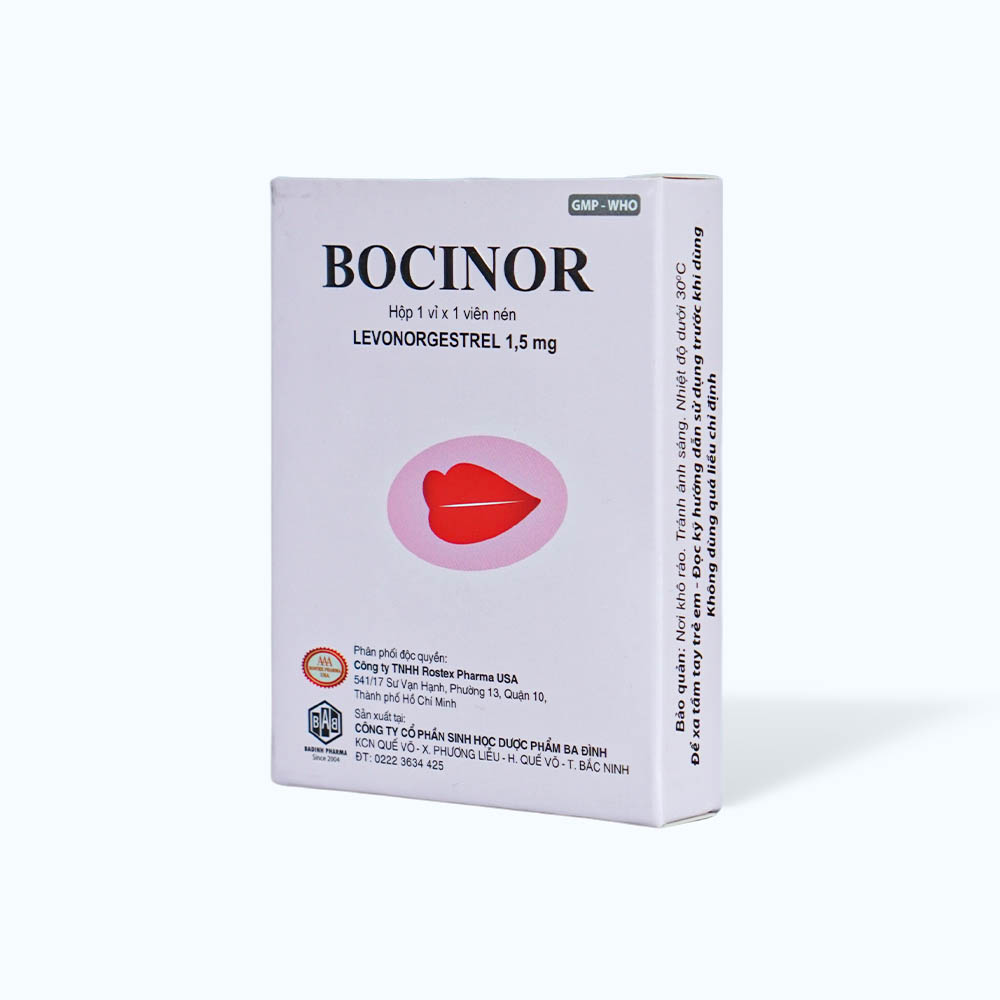 Viên nén BOCINOR 1.5MG thuốc tránh thai khẩn cấp trong vòng 72 giờ (1 vỉ X 1 viên)