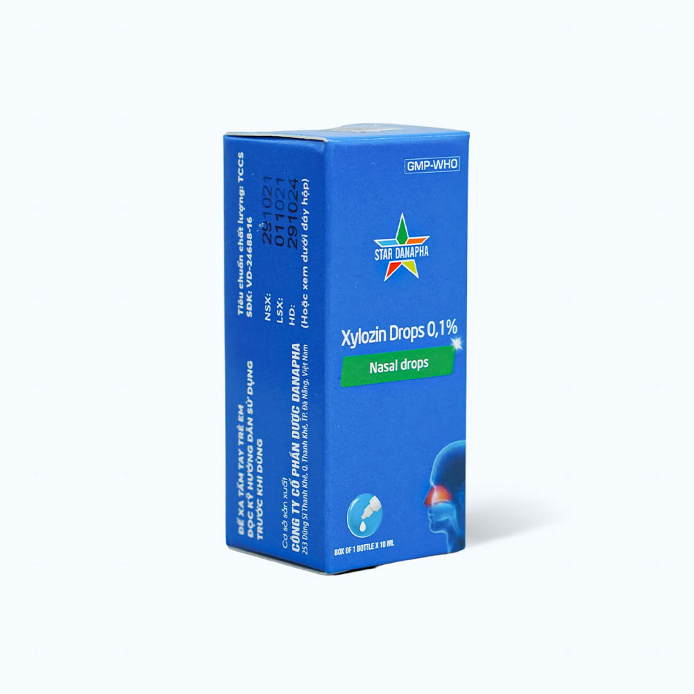 Thuốc nhỏ mũi Xylozin 0.1% trị sung huyết mũi, nghẹt mũi, sổ mũi, hắt hơi (chai 10ml)