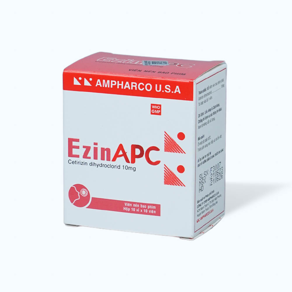 Viên nén Ezinapc 10mg điều trị triệu chứng viêm mũi dị ứng, mày đay (10 vỉ x 10 viên)