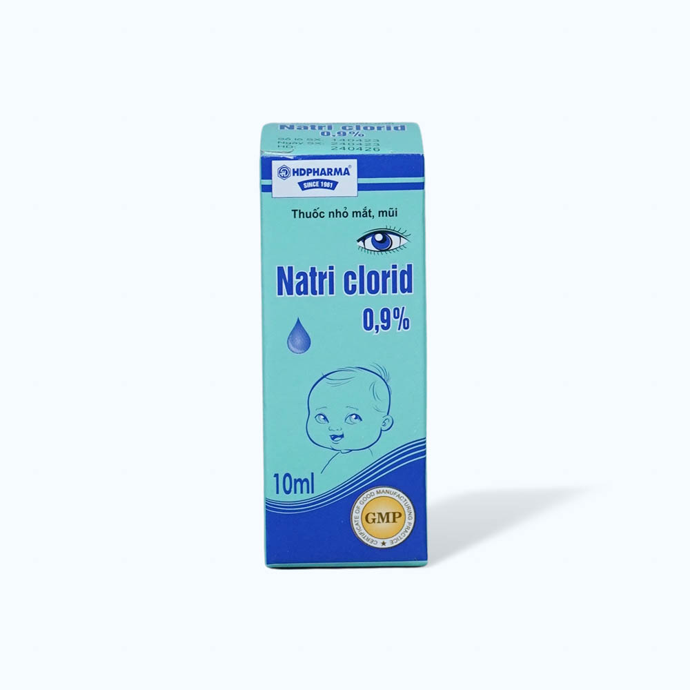 Nước muối Natri Clorid 0.9% Hải Dương khô mắt, rửa mắt, vệ sinh mũi (chai 10ml)