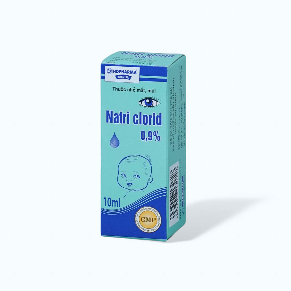 Nước muối Natri Clorid 0.9% Hải Dương khô mắt, rửa mắt, vệ sinh mũi (chai 10ml)