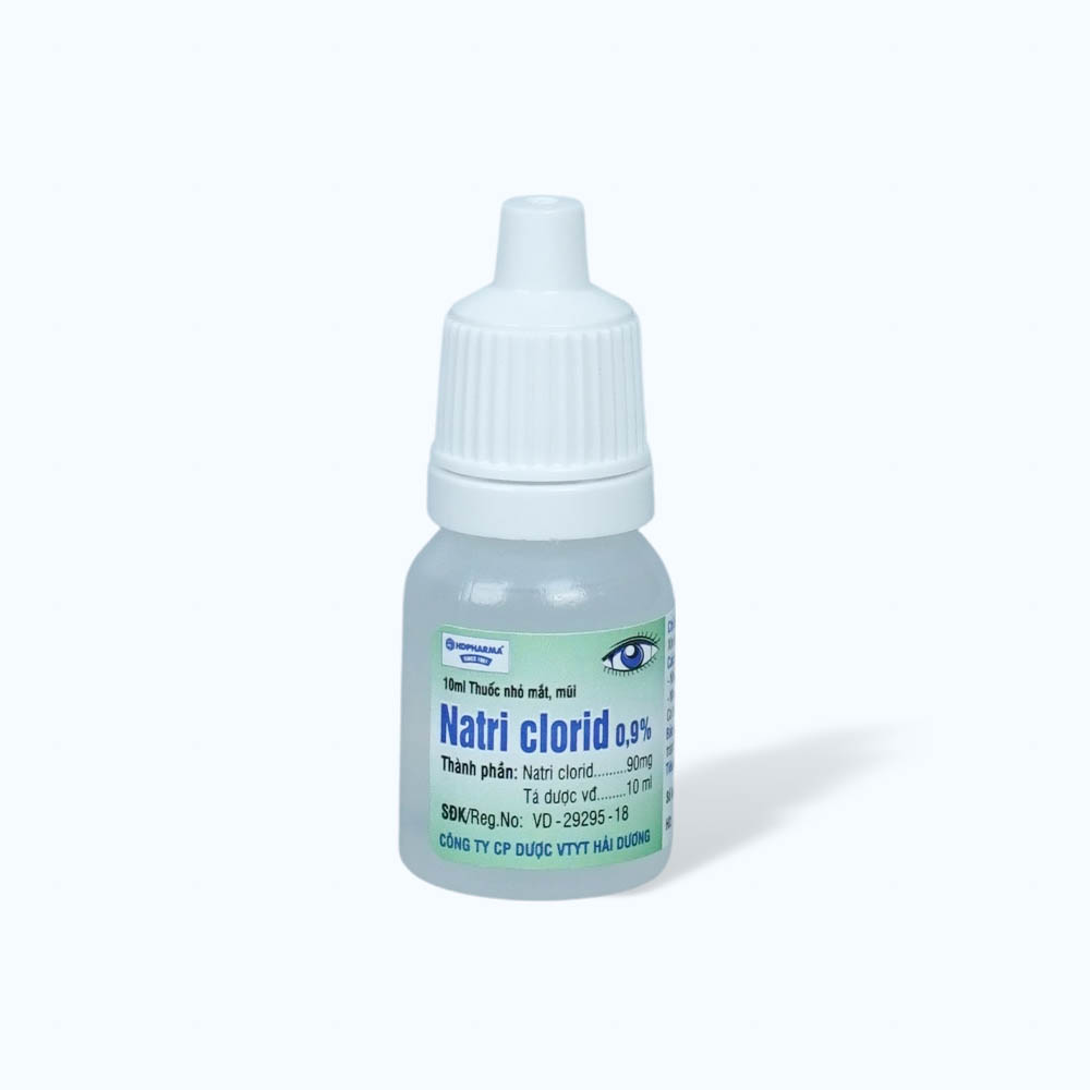 Nước muối Natri Clorid 0.9% Hải Dương khô mắt, rửa mắt, vệ sinh mũi (chai 10ml)