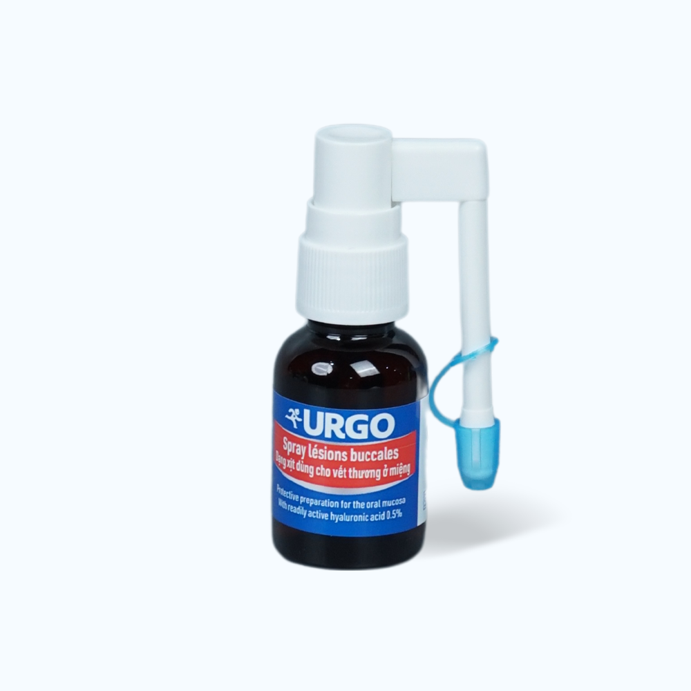 Chai xịt cho vết thương ở miệng URGO Spray Lesions Buccales bảo vệ niêm mạc miệng – nướu lợi (15ml)