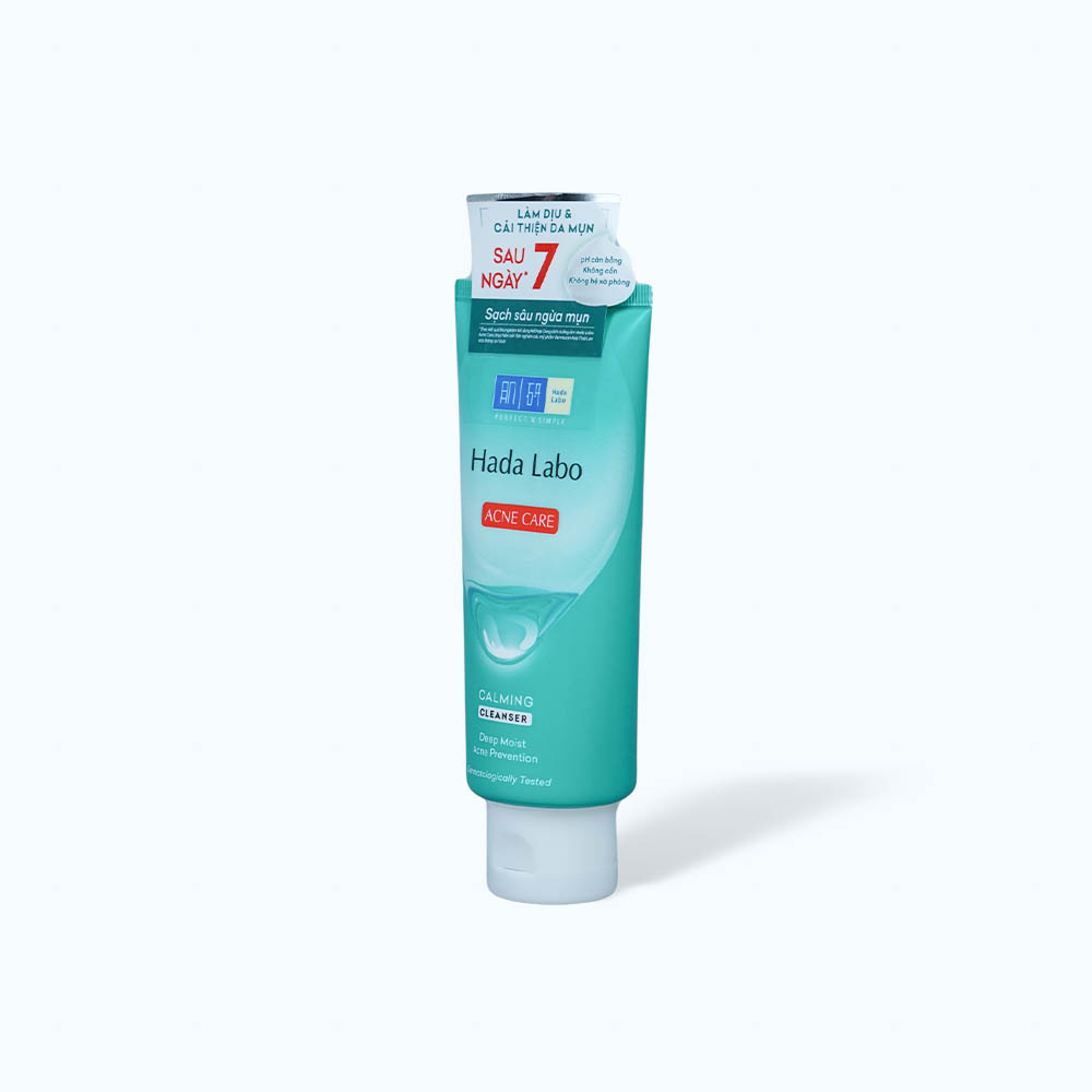 Kem rửa mặt cho da mụn và nhạy cảm Hada Labo Acne Care Calming Cleanser (Tuýp 80g)