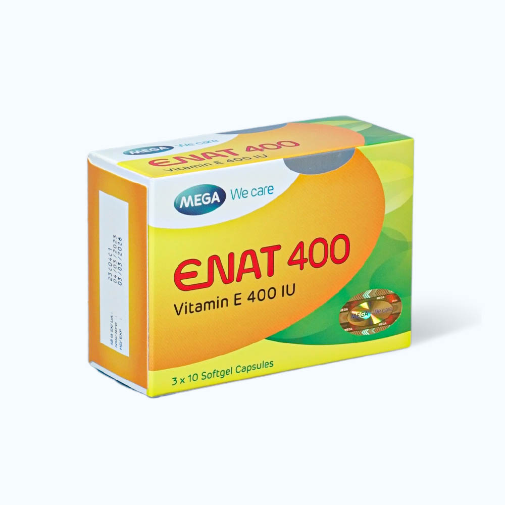 Viên nang Enat 400 IU ngăn ngừa lão hóa da, điều trị dự phòng thiếu vitamin E (3 vỉ x 10 viên)