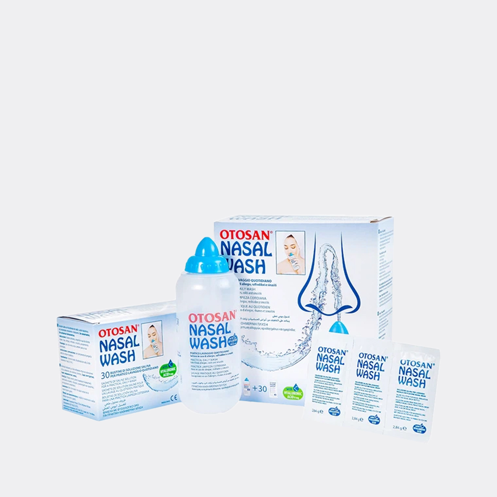 Bộ vệ sinh mũi OTOSAN Nasal Wash Kit giúp làm sạch, kháng khuẩn (1 chai rửa mũi + 30 gói muối)