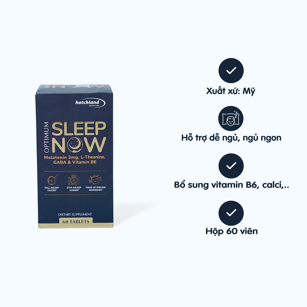 Viên uống Hotchland Sleep Now hỗ trợ cải thiện chất lượng giấc ngủ (60 viên)