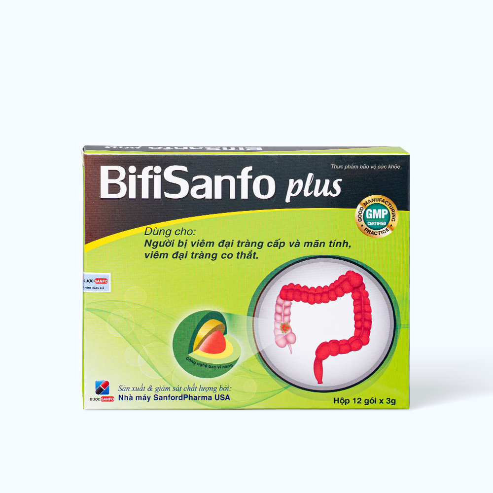 Bột uống BifiSanfo Plus bổ sung men vi sinh hỗ trợ hệ tiêu hóa (Hộp 12 gói)