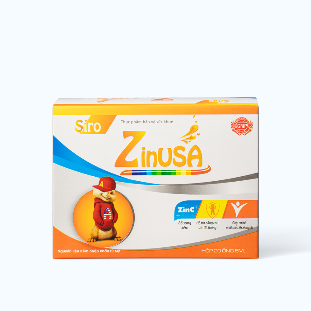 Siro Zinusa hỗ trợ bổ sung kẽm, hỗ trợ tăng đề kháng cho trẻ (Hộp 20 ống x 5ml)