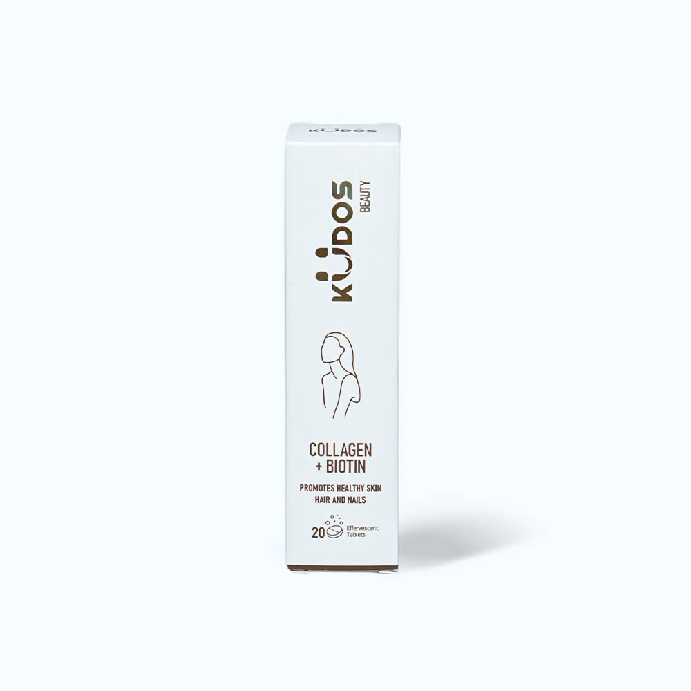 Viên sủi KUDOS Collagen + Biotin hỗ trợ giúp tóc chắc khỏe (Tuýp 20 viên)