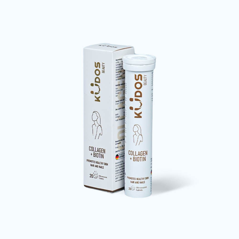 Viên sủi KUDOS Collagen + Biotin hỗ trợ giúp tóc chắc khỏe (Tuýp 20 viên)