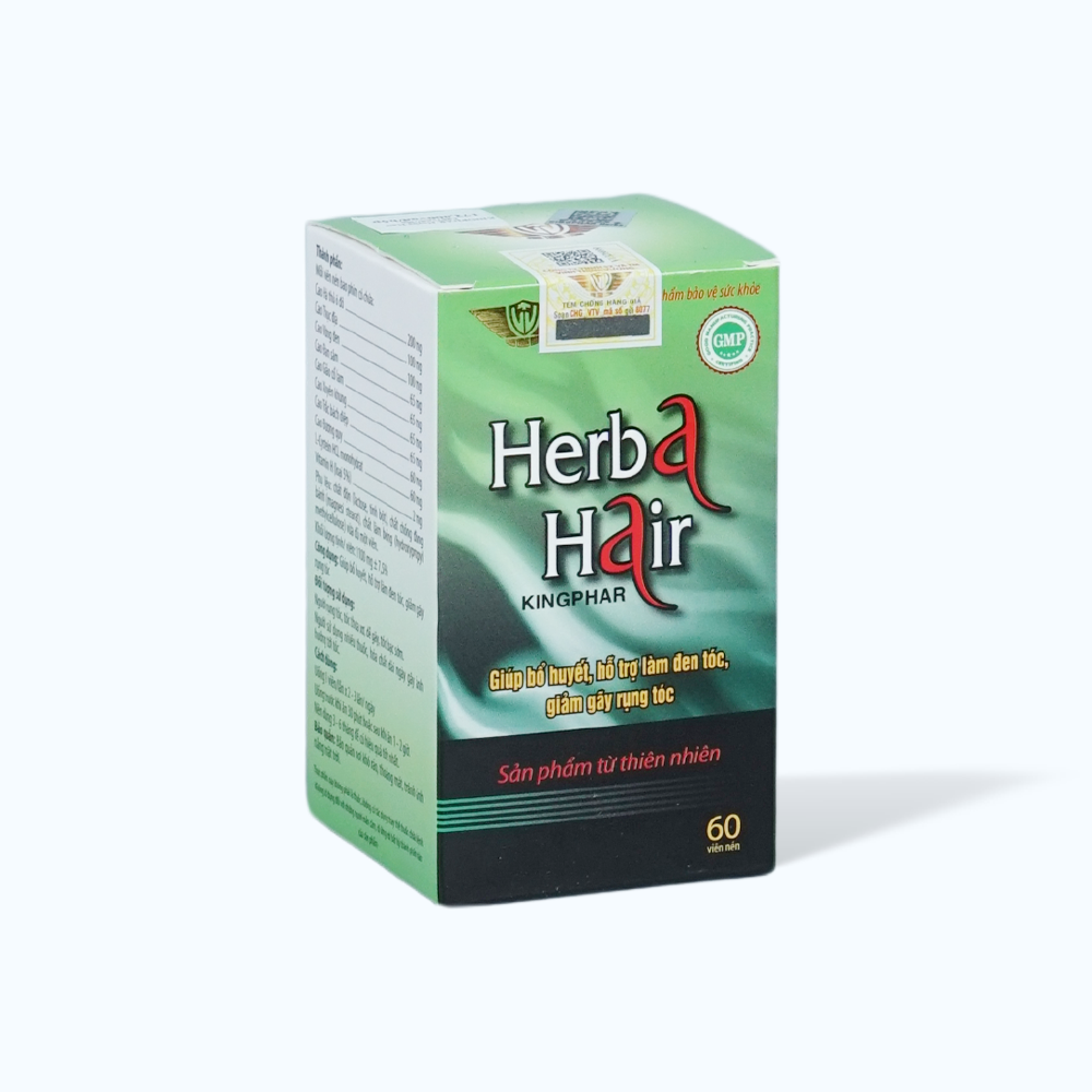 Viên uống Herba Hair Kingphar bổ huyết, hỗ trợ làm đen tóc (60 viên)