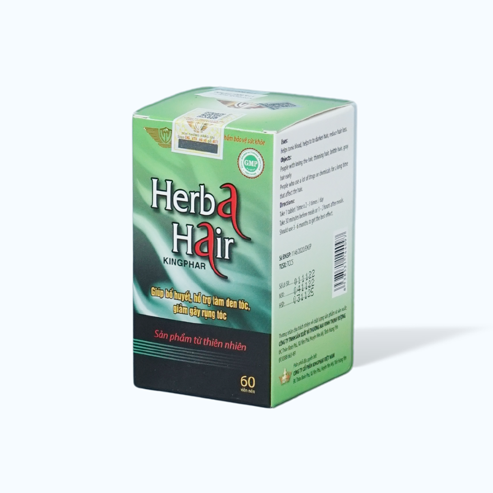 Viên uống Herba Hair Kingphar bổ huyết, hỗ trợ làm đen tóc (60 viên)