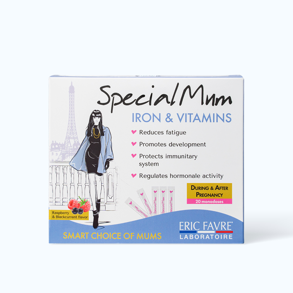 Viên uống Special Mum Eric Favre Wellness hỗ trợ bổ sung sắt và vitamin cho mẹ bầu (20 gói x 10ml)