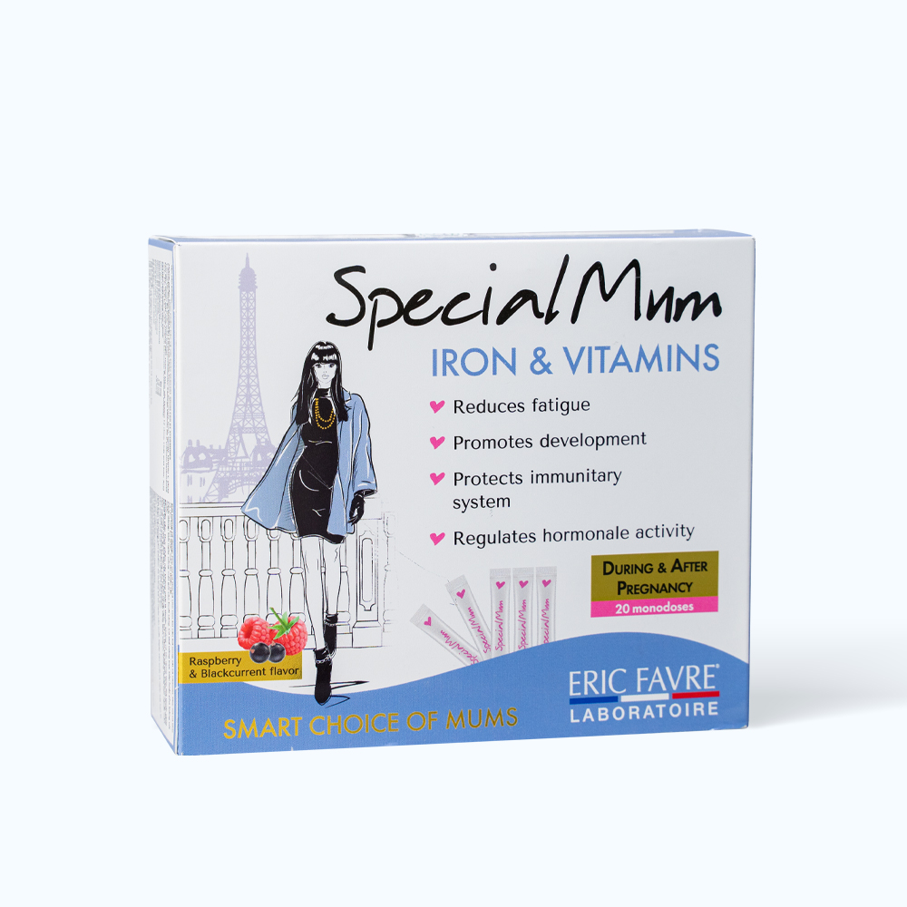 Viên uống Special Mum Eric Favre Wellness hỗ trợ bổ sung sắt và vitamin cho mẹ bầu (20 gói x 10ml)