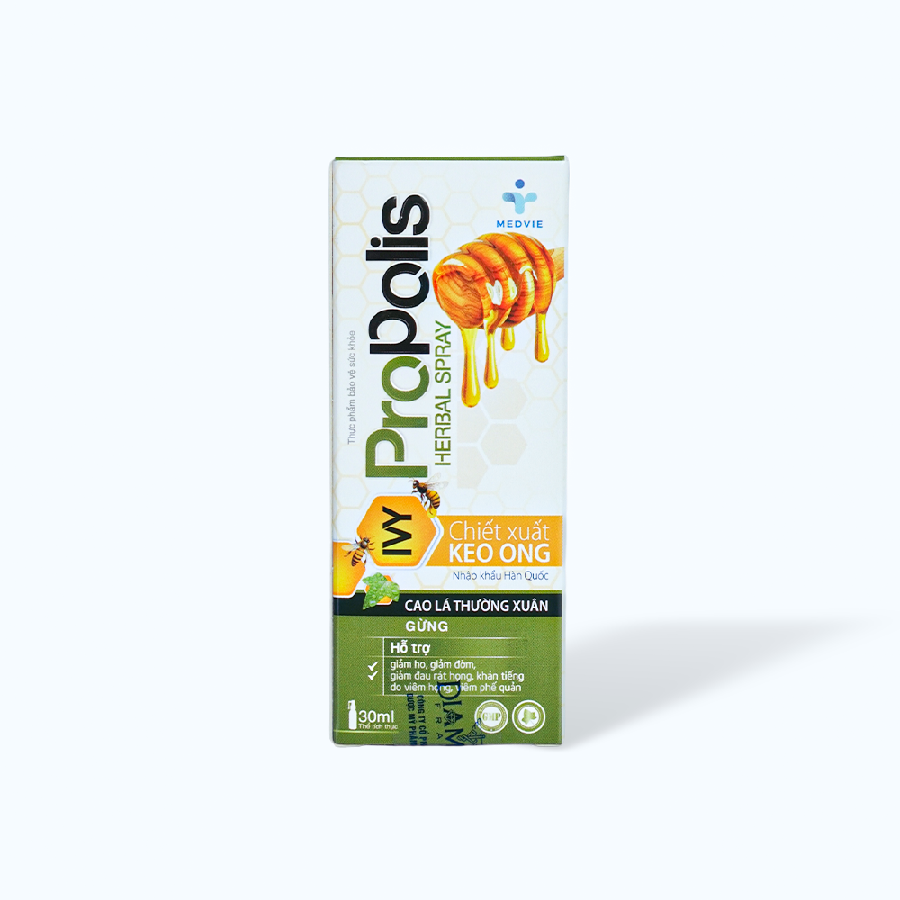 Xịt họng Keo Ong IVY Propolis (Chai 30ml) hỗ trợ giảm ho và đau rát họng