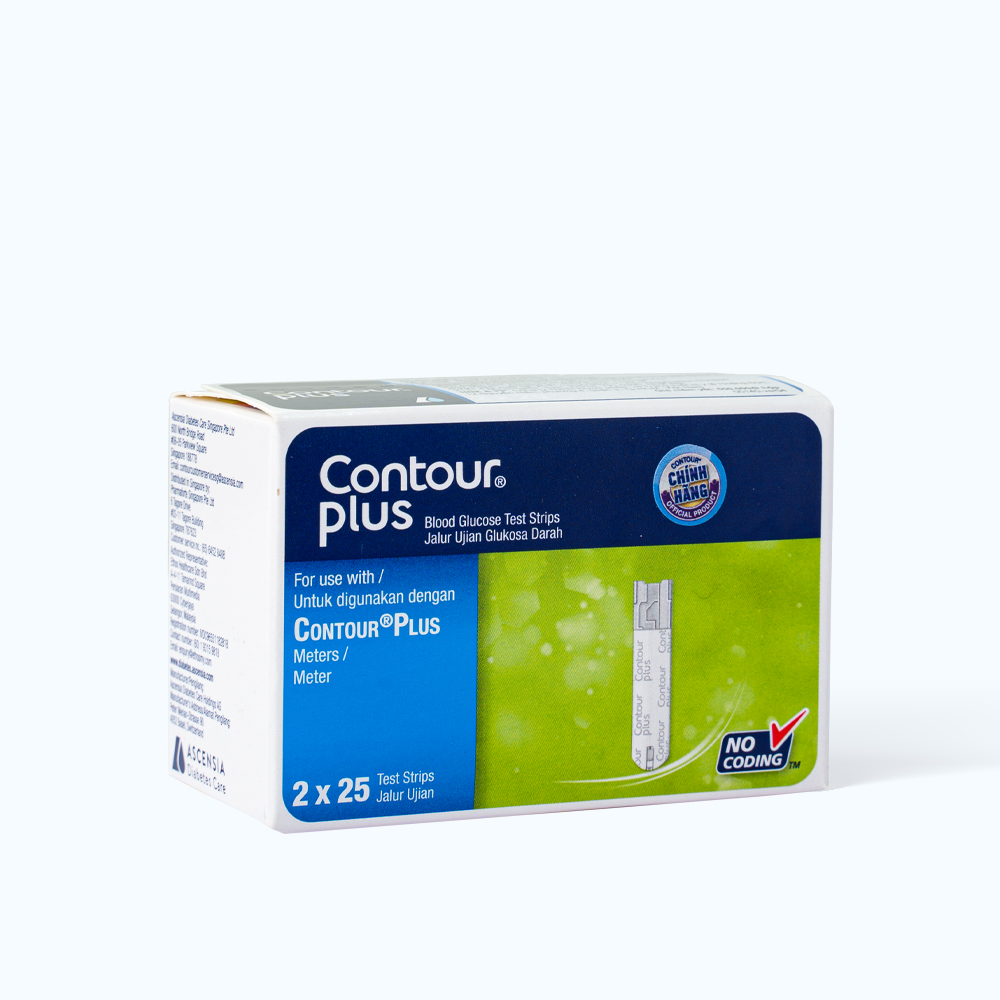 Hộp que thử đường huyết CONTOUR PLUS dễ dàng lấy máu, cho kết quả sau 5 giây (hộp 2x25 que)