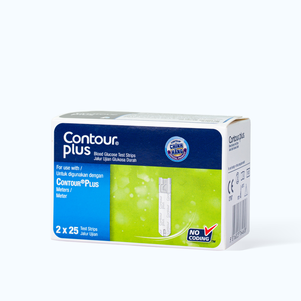 Hộp que thử đường huyết CONTOUR PLUS dễ dàng lấy máu, cho kết quả sau 5 giây (hộp 2x25 que)