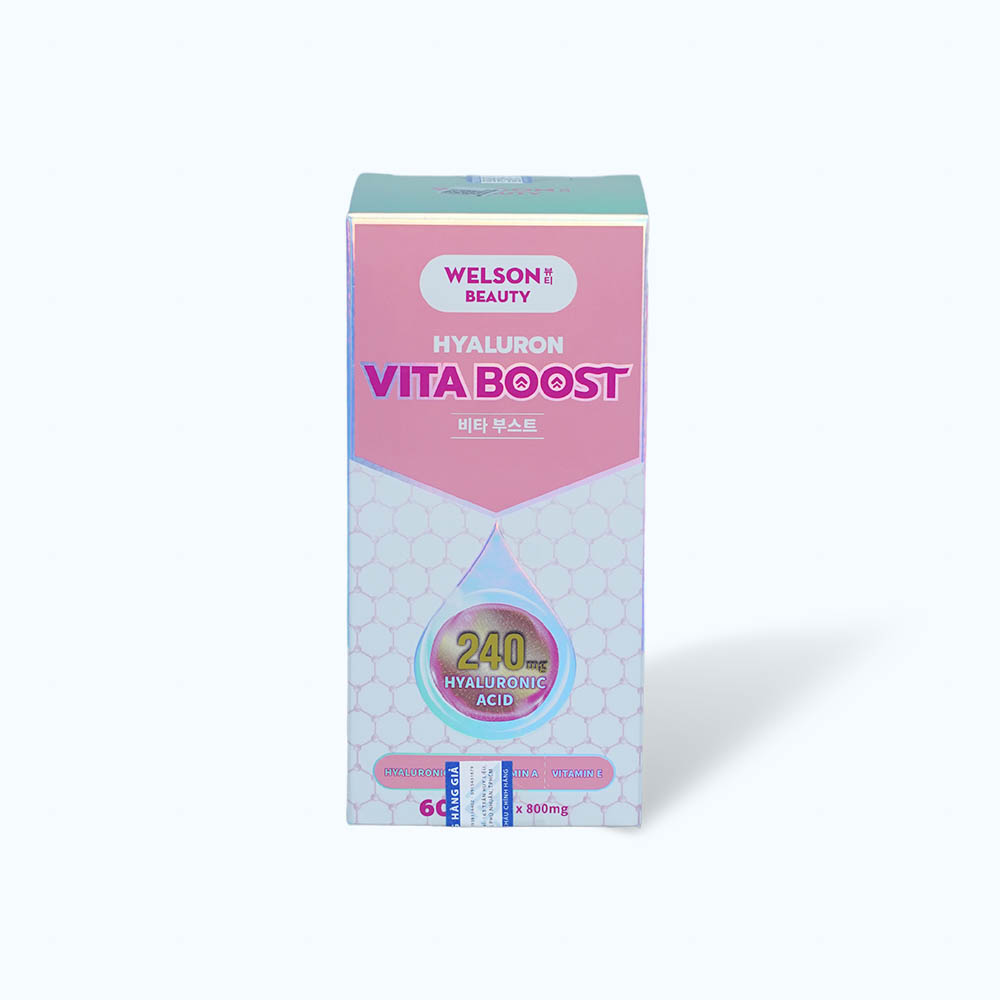 Viên uống WELSON BEAUTY Hyaluron Vita Boost 240mg hỗ trợ cấp ẩm đẹp da (Hộp 60 viên)