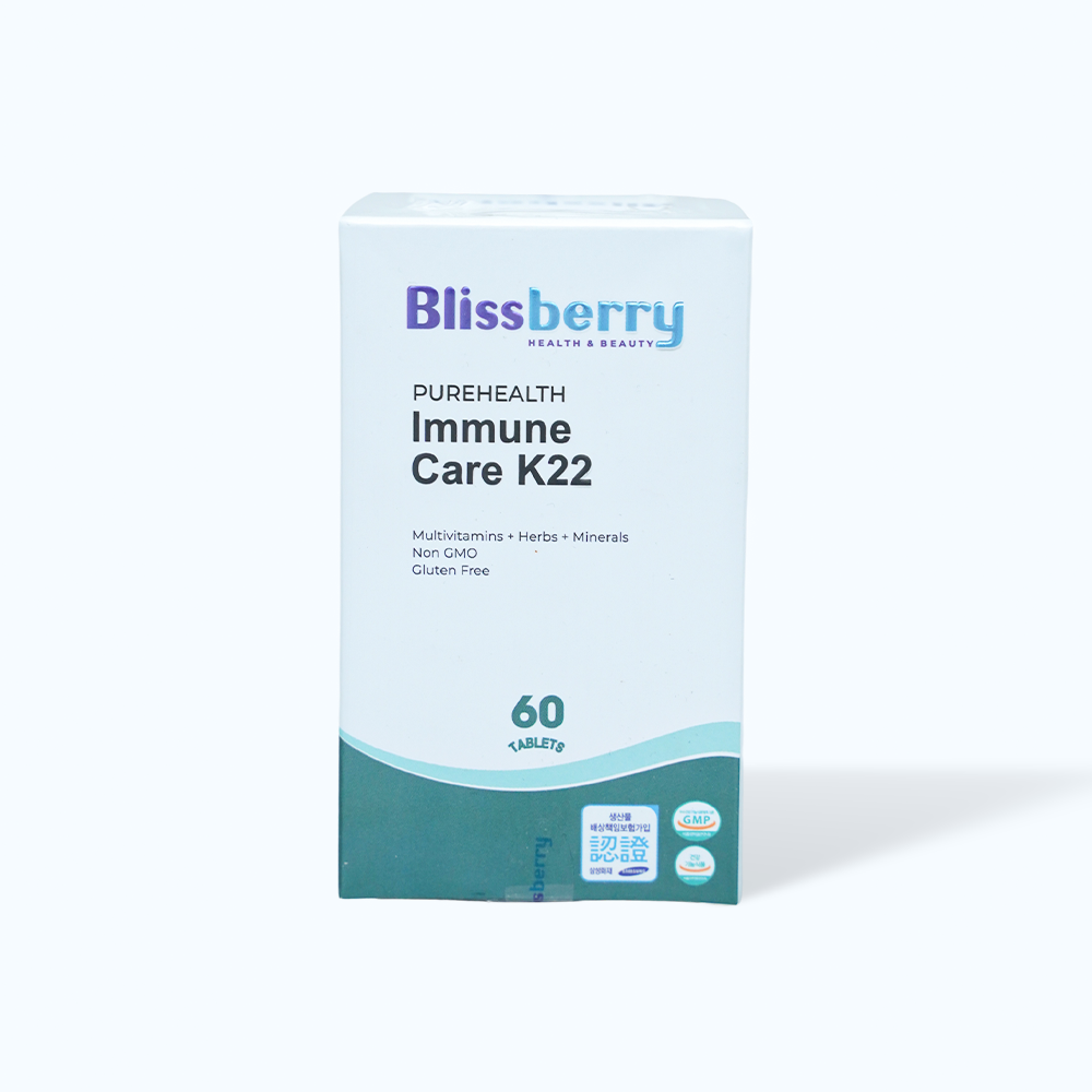 Viên uống BLISSBERRY Purehealth Immune K22 hỗ trợ tăng cường đề kháng (Hộp 60 viên)