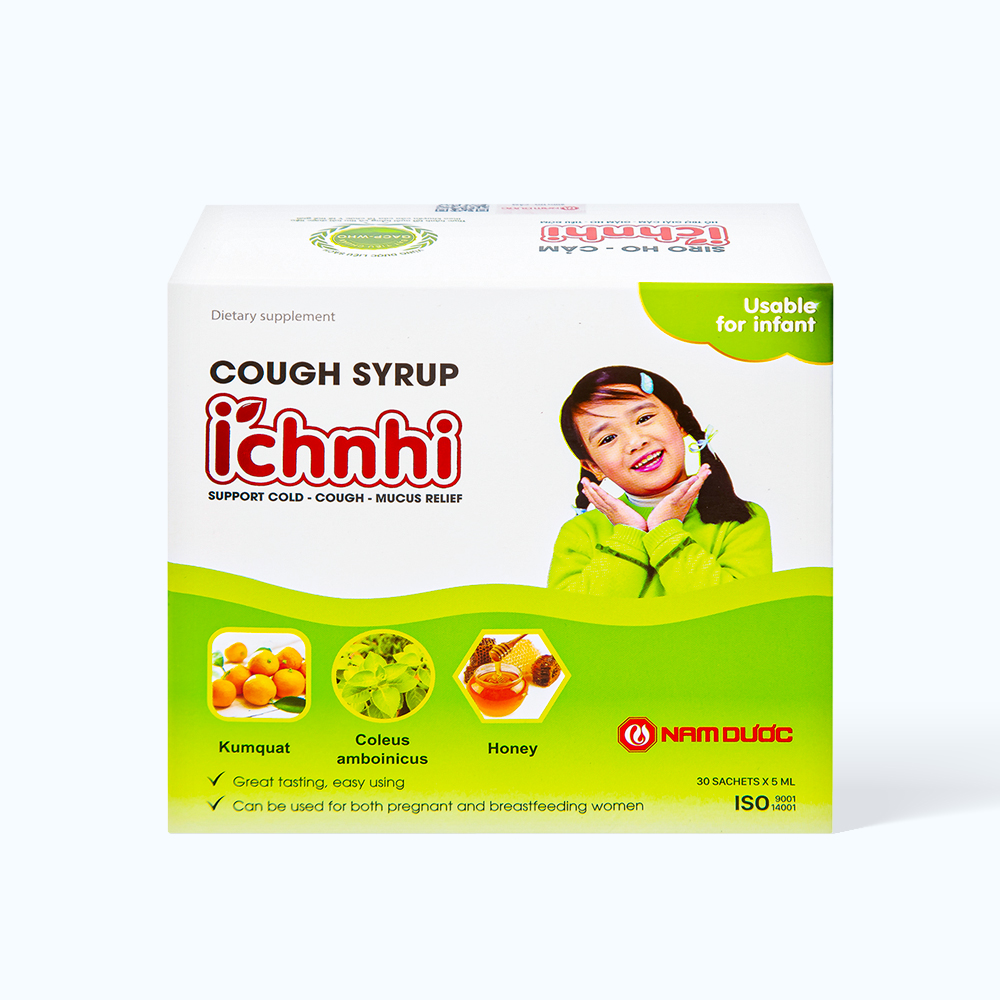 Siro Ích Nhi hỗ trợ giảm ho, cảm cho trẻ tử 1 tuổi (Hộp 30 gói x 5ml)