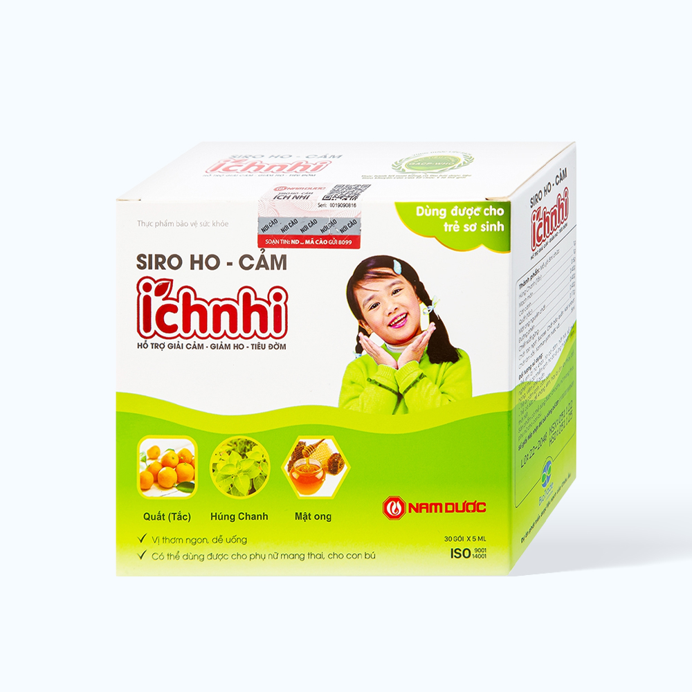 Siro Ích Nhi hỗ trợ giảm ho, cảm cho trẻ tử 1 tuổi (Hộp 30 gói x 5ml)