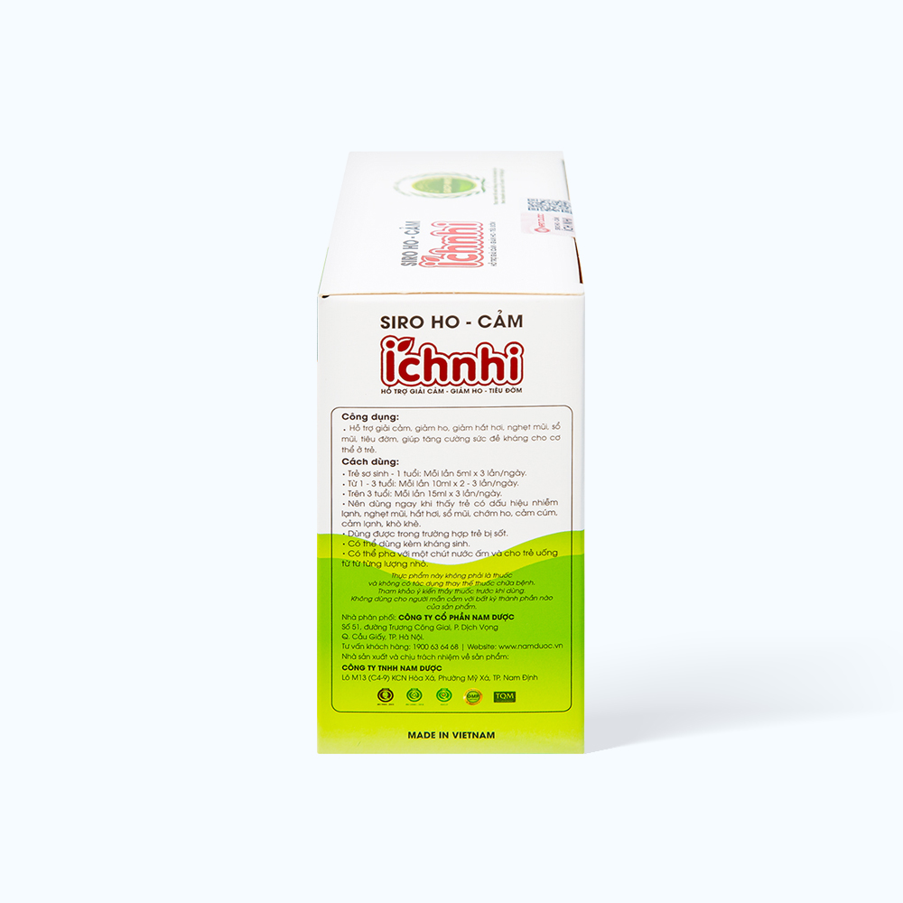 Siro Ích Nhi hỗ trợ giảm ho, cảm cho trẻ tử 1 tuổi (Hộp 30 gói x 5ml)