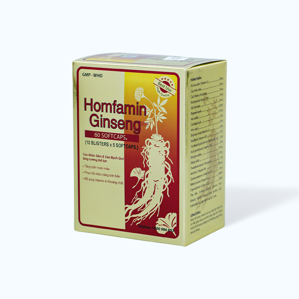 Viên uống HOMFAMIN GINSENG bổ sung vitamin (Hộp 60 viên)