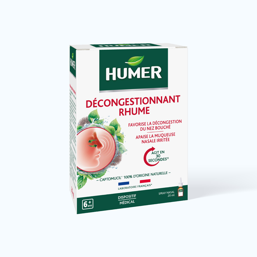 Dung dịch xịt mũi HUMER Decongestionnant Rhume hỗ trợ điều trị các bệnh về đường hô hấp (Hộp 20ml)