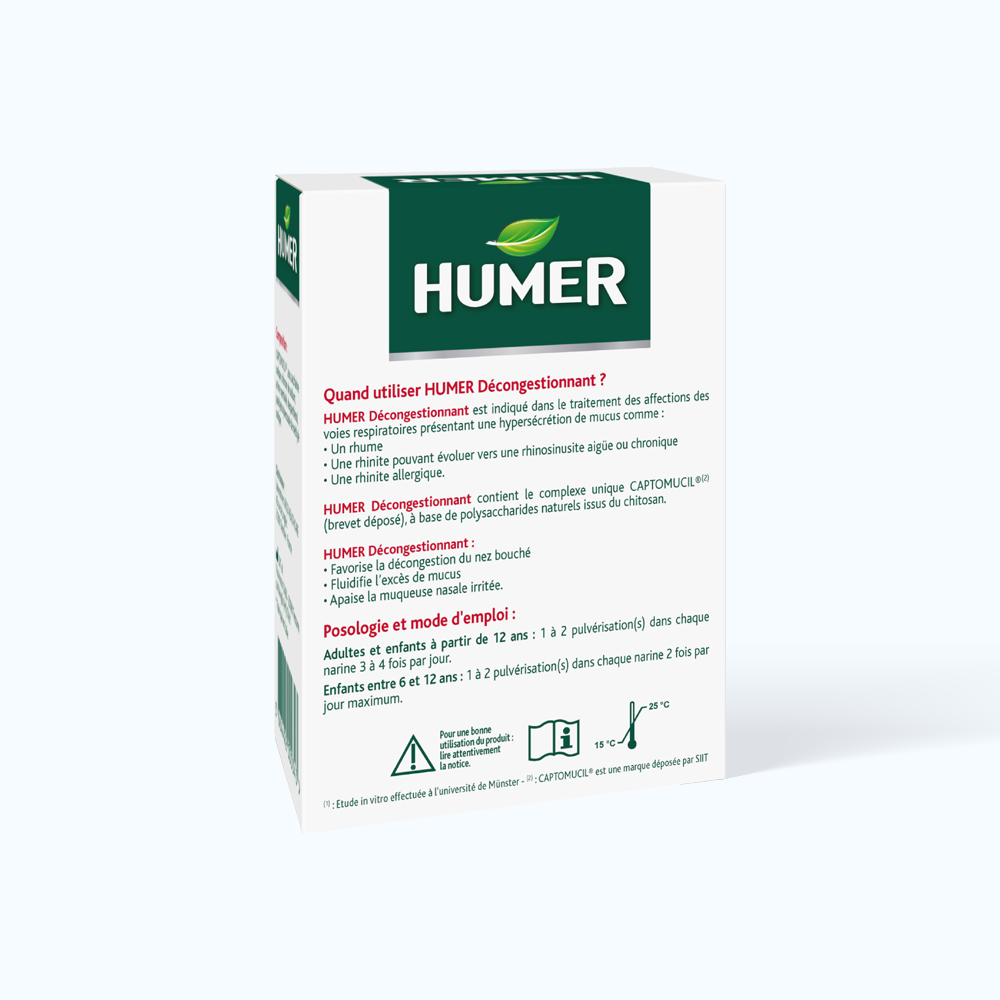 Dung dịch xịt mũi HUMER Decongestionnant Rhume hỗ trợ điều trị các bệnh về đường hô hấp (Hộp 20ml)