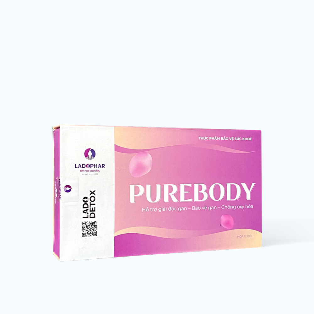 Nước uống Ladophar LadoDetox Pure Body hỗ trợ tăng cường khả năng chống oxy hóa, bảo vệ gan (12 gói)