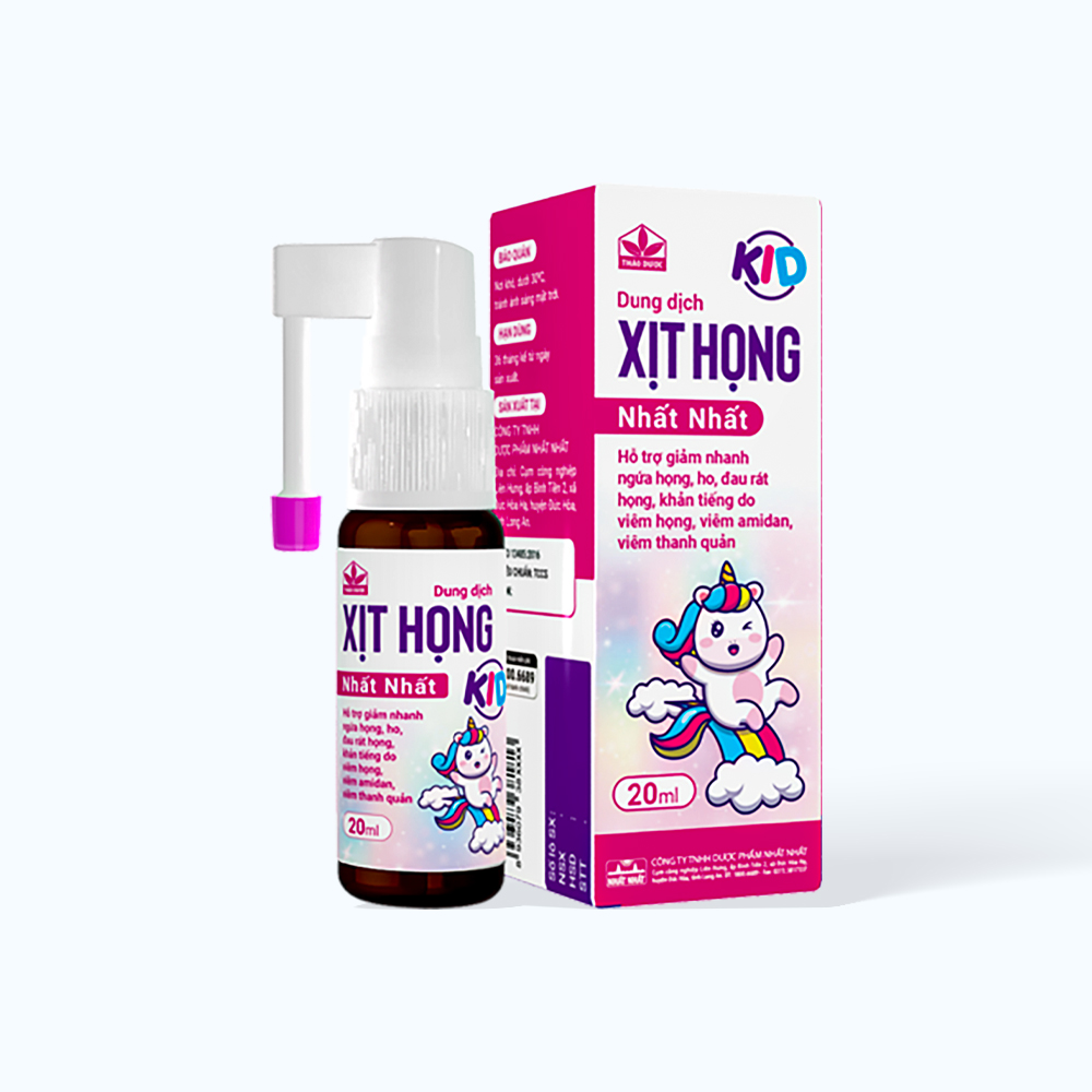 Dung dịch xịt họng Nhất Nhất Kid giảm ngứa họng, ho, viêm họng cho trẻ em từ 1 tuổi (Chai 20ml)